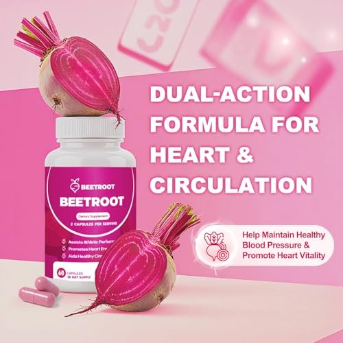 ZyliaVitaX Rote Bete Kapseln – 1300mg Bio Rote Bete Pulver, Nicht-GVO & Vegan Nahrungsergänzungsmittel für Energie, Ausdauer & Durchblutung – 60 Kapseln