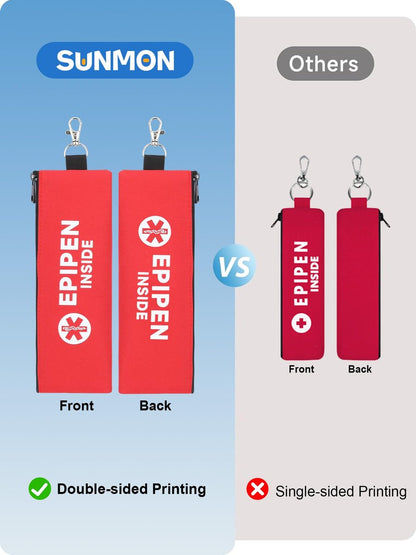 SUNMON EpiPen Aufbewahrungstasche isoliert für 2 Pens, Travel Epipen-Halter Tasche, Outdoor Epipen Case für Walking oder Laufen (1 Pack, Rot)