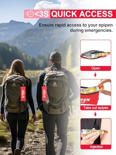 SUNMON EpiPen Aufbewahrungstasche isoliert für 2 Pens, Travel Epipen-Halter Tasche, Outdoor Epipen Case für Walking oder Laufen (1 Pack, Rot)