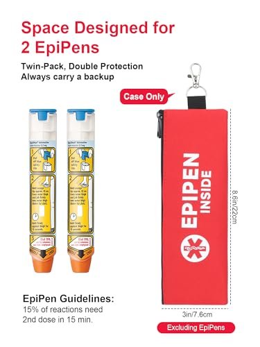 SUNMON EpiPen Aufbewahrungstasche isoliert für 2 Pens, Travel Epipen-Halter Tasche, Outdoor Epipen Case für Walking oder Laufen (1 Pack, Rot)