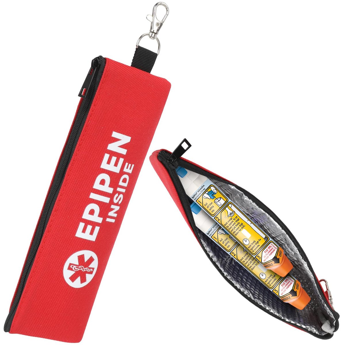 SUNMON EpiPen Aufbewahrungstasche isoliert für 2 Pens, Travel Epipen-Halter Tasche, Outdoor Epipen Case für Walking oder Laufen (1 Pack, Rot)