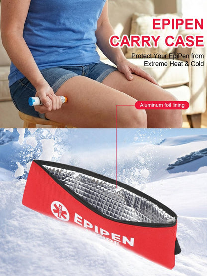 SUNMON EpiPen Aufbewahrungstasche isoliert für 2 Pens, Travel Epipen-Halter Tasche, Outdoor Epipen Case für Walking oder Laufen (1 Pack, Rot)