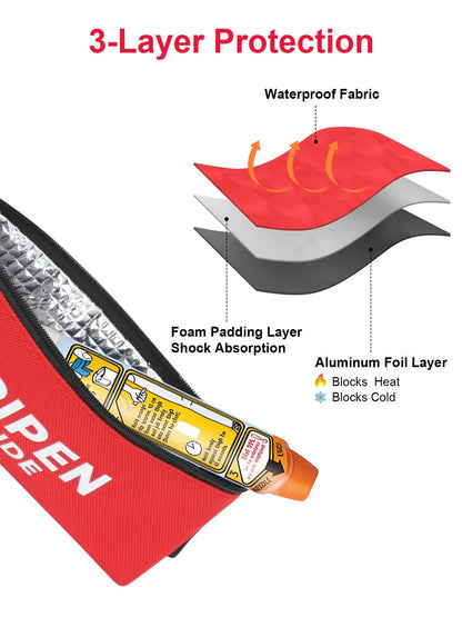 SUNMON EpiPen Aufbewahrungstasche isoliert für 2 Pens, Travel Epipen-Halter Tasche, Outdoor Epipen Case für Walking oder Laufen (1 Pack, Rot)