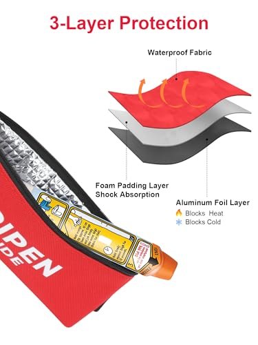 SUNMON EpiPen Aufbewahrungstasche isoliert für 2 Pens, Travel Epipen-Halter Tasche, Outdoor Epipen Case für Walking oder Laufen (1 Pack, Rot)
