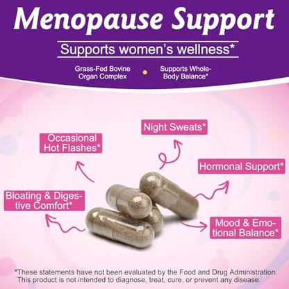 2er-Pack Rinderorganpräparat für Frauen – Natürliche, grasgefütterte Rinderleberkapseln für Hormonbalance, Energie, Menstruationszyklus und Hautpflege