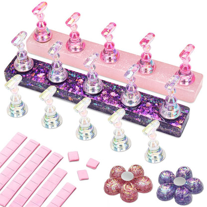 Nicedeco Nagelständer Display – DIY Magnetischer Nagelhalter für Nagelspitzen, Acryl-Nagelübungshalter mit 96 wiederverwendbaren Klebepads für falsche Nagelspitzen, Maniküre-Werkzeug