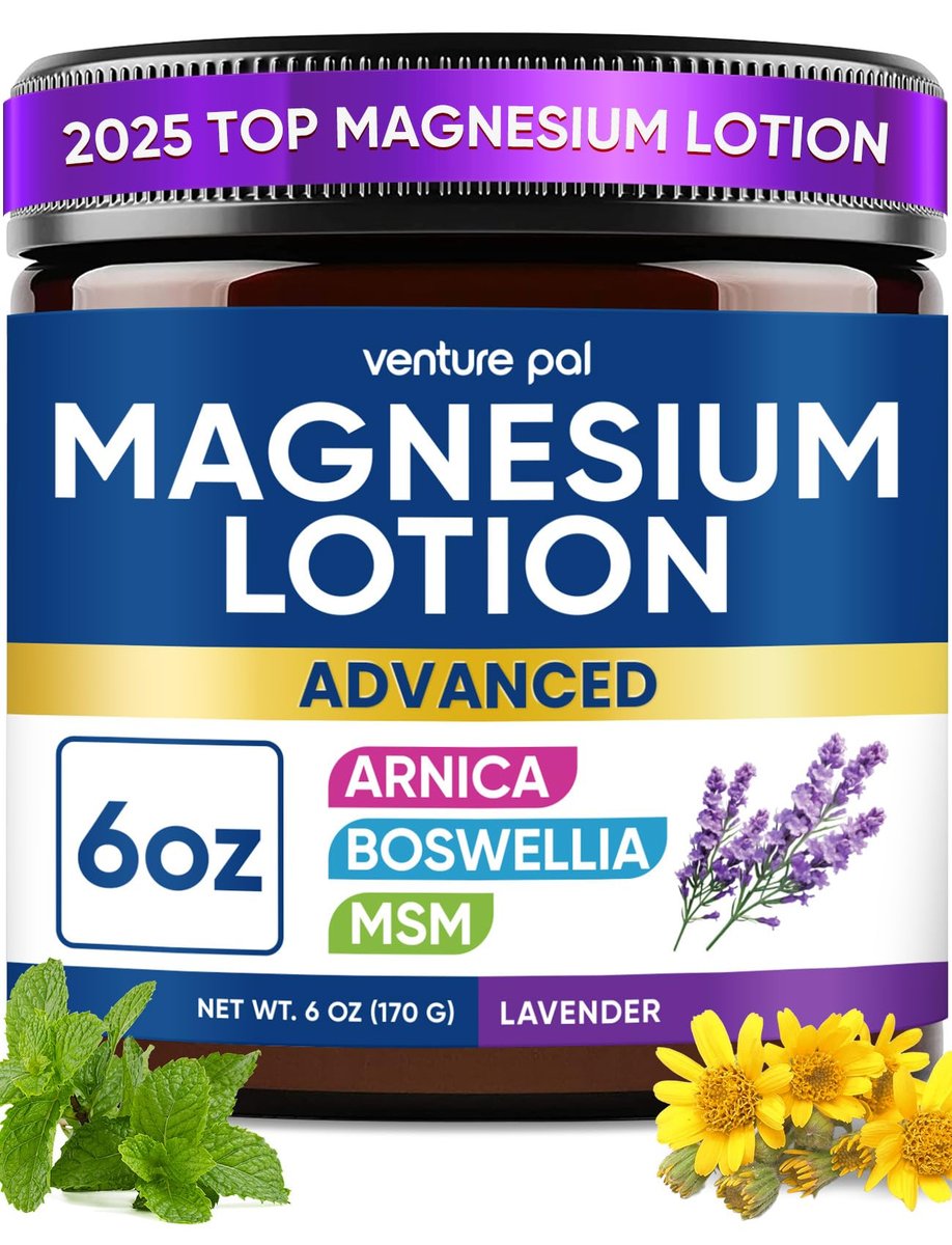 Magnesium Lotion mit Arnika, MSM & Boswellia – Kühlende Magnesiumcreme – Leichte Feuchtigkeitslotion für Beine & Füße – Sicher für Kinder – 177 ml
