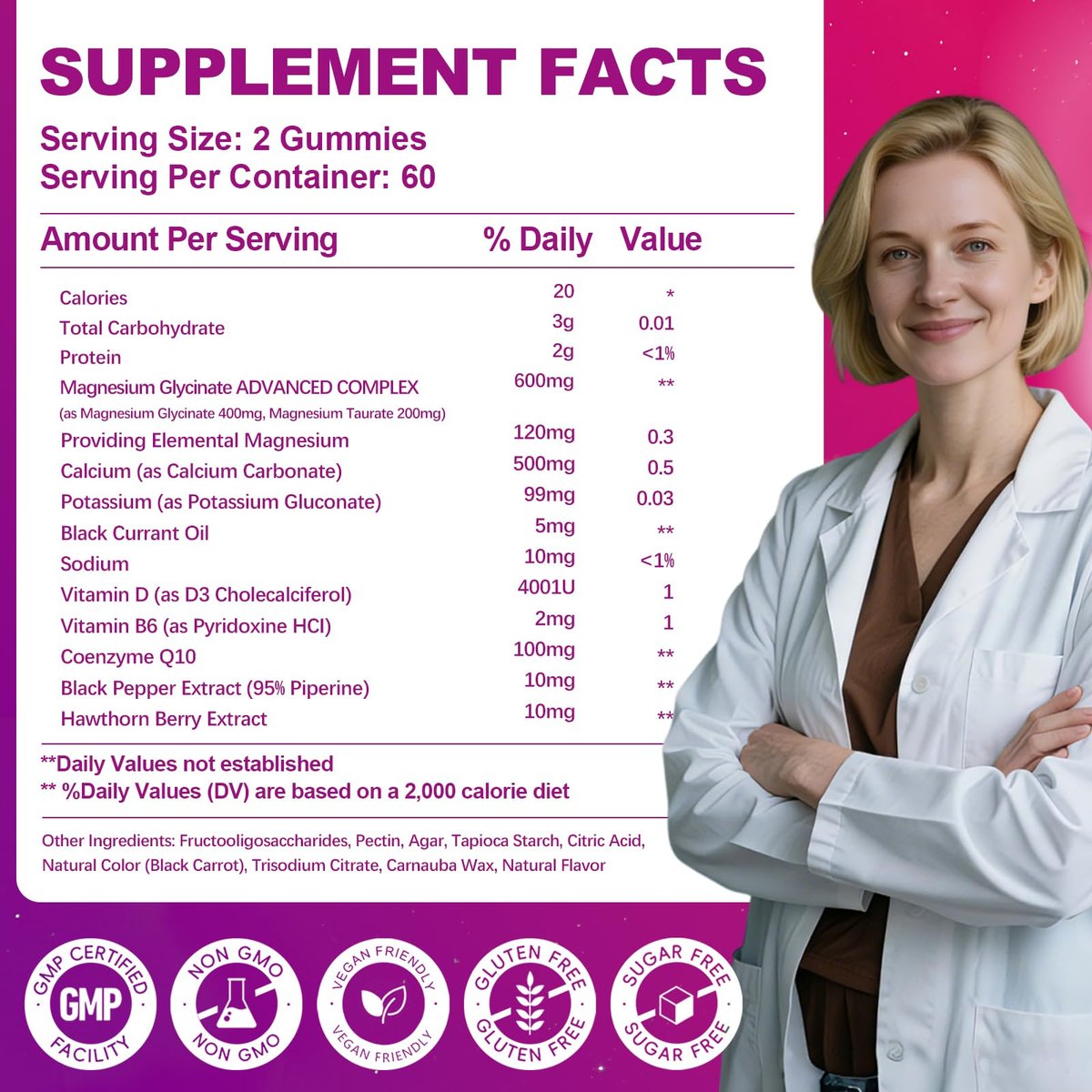 Magnesium Glycinat Gummies 600mg, 120 Stück – Zuckerfreie Magnesium Gummies für Erwachsene & Kinder mit L-Threonat, Calcium, Zink & Coenzym Q10, Kalium – für Schlaf, Gehirn, Muskeln & Entspannung
