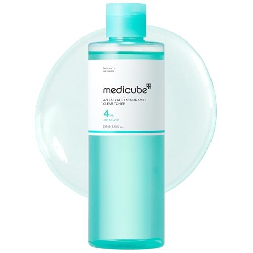 Medicube Azelaic Acid Niacinamide Klärendes Gesichtswasser | Für unreine Haut, ideal zur Reinigung & Beruhigung | 4% Azelainsäure & 2% Niacinamid | Beruhigendes tägliches Toner | Koreanische Hautpflege | 250 ml