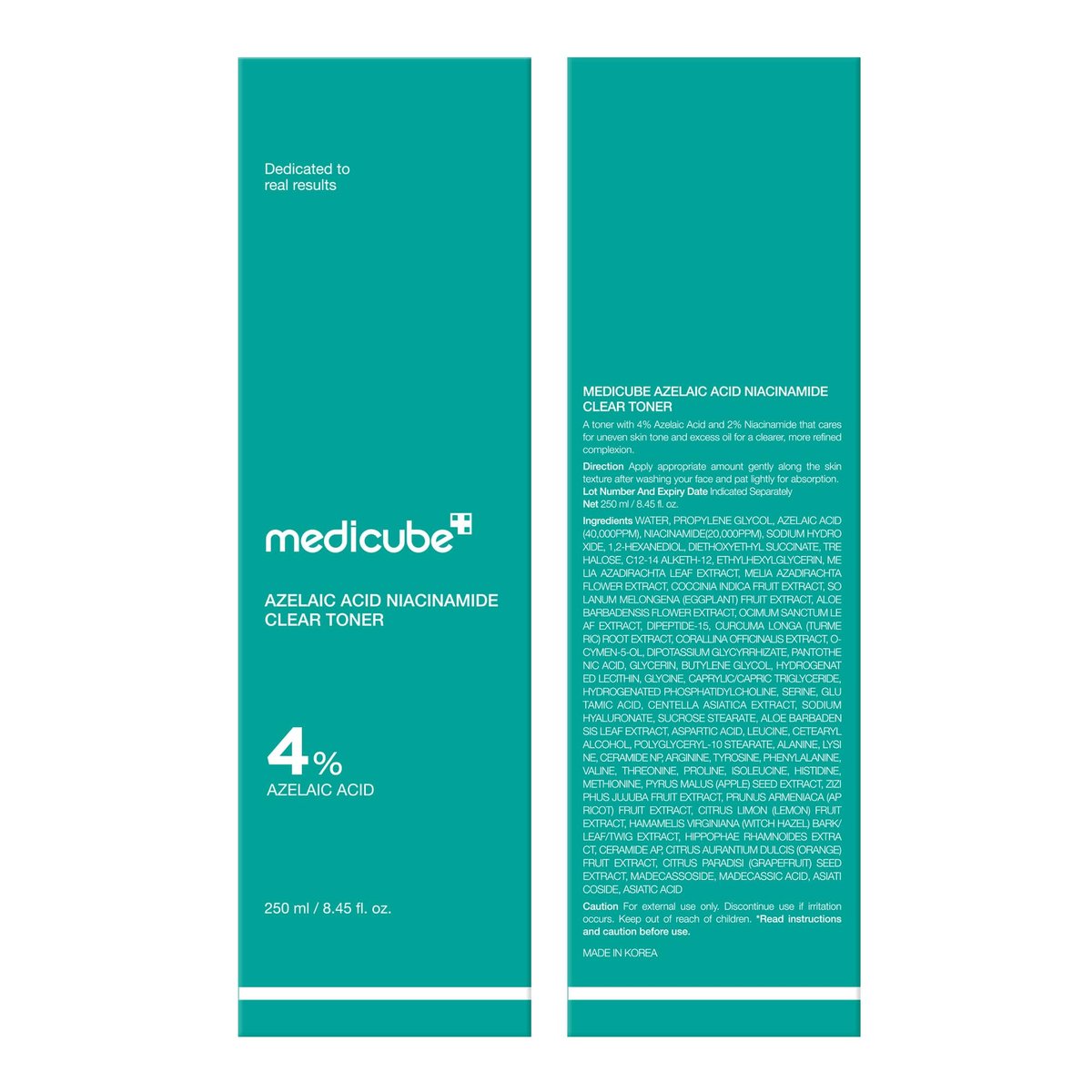 Medicube Azelaic Acid Niacinamide Klärendes Gesichtswasser | Für unreine Haut, ideal zur Reinigung & Beruhigung | 4% Azelainsäure & 2% Niacinamid | Beruhigendes tägliches Toner | Koreanische Hautpflege | 250 ml