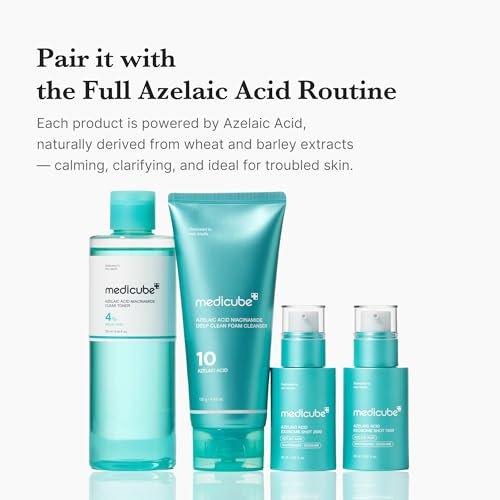 Medicube Azelaic Acid Niacinamide Klärendes Gesichtswasser | Für unreine Haut, ideal zur Reinigung & Beruhigung | 4% Azelainsäure & 2% Niacinamid | Beruhigendes tägliches Toner | Koreanische Hautpflege | 250 ml