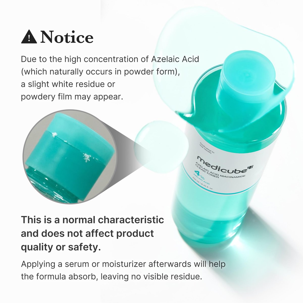 Medicube Azelaic Acid Niacinamide Klärendes Gesichtswasser | Für unreine Haut, ideal zur Reinigung & Beruhigung | 4% Azelainsäure & 2% Niacinamid | Beruhigendes tägliches Toner | Koreanische Hautpflege | 250 ml
