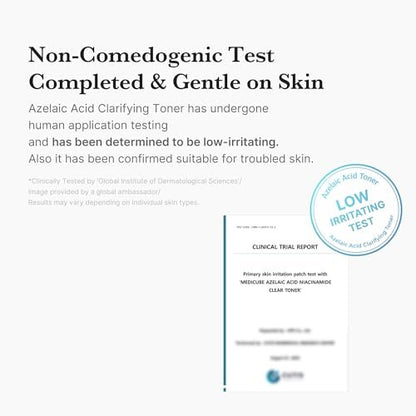 Medicube Azelaic Acid Niacinamide Klärendes Gesichtswasser | Für unreine Haut, ideal zur Reinigung & Beruhigung | 4% Azelainsäure & 2% Niacinamid | Beruhigendes tägliches Toner | Koreanische Hautpflege | 250 ml