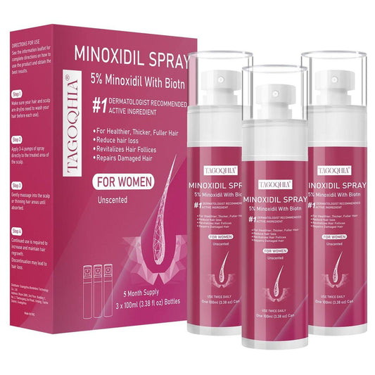 5% Minoxidil Haarwuchsspray für Frauen mit Biotin – Extra starke Behandlung gegen Haarausfall und dünner werdendes Haar, 3 Flaschen