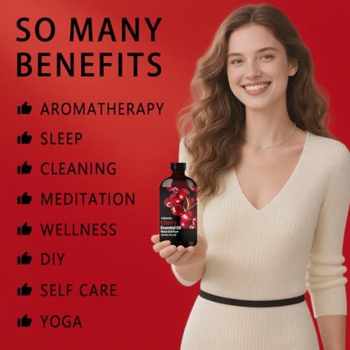Kirschkernöl, Kirschöl 120 ml für Diffuser, Luftbefeuchter, Yoga, Reinigung, DIY Kerzen-, Seifen- und Parfümherstellung, Geschenk für Frauen - FRAOIL