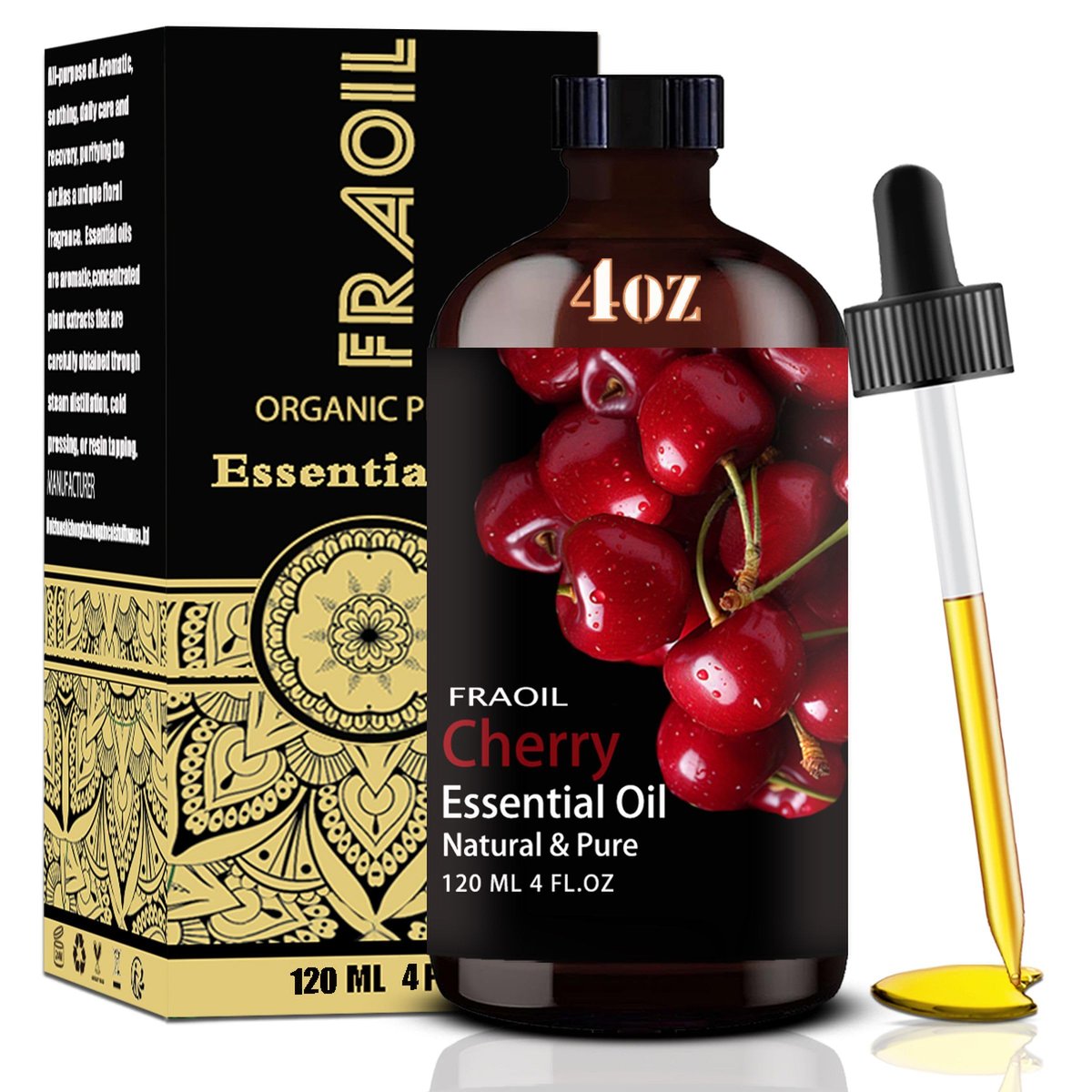 Kirschkernöl, Kirschöl 120 ml für Diffuser, Luftbefeuchter, Yoga, Reinigung, DIY Kerzen-, Seifen- und Parfümherstellung, Geschenk für Frauen - FRAOIL