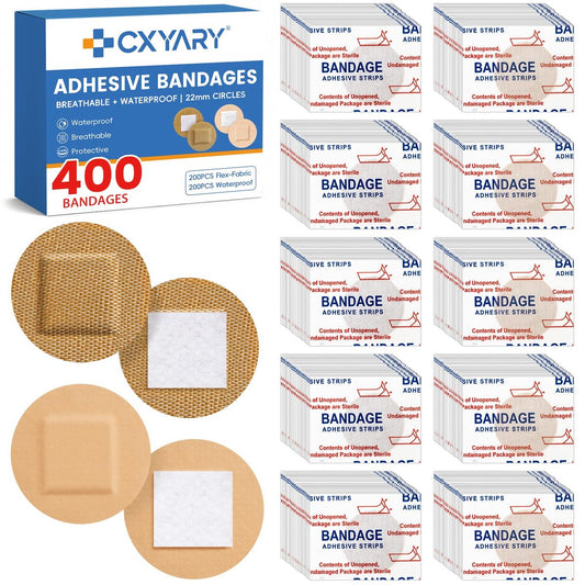 CXYARY 400 Stück runde Pflaster, Stoffpflaster und wasserdichte Pflaster, latexfrei, für Notfallversorgung und Hautwundpflege, kreisförmige Pflaster geeignet für kleine Wunden
