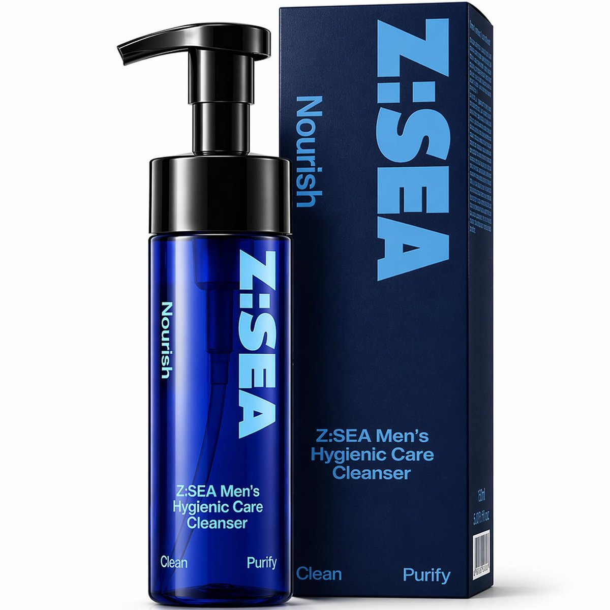 Z:SEA Herrens Schaum-Intimwaschlotion, pH-ausgeglichener Reiniger mit kühlendem Menthol & Aminosäuren, kontrolliert Geruch, beruhigt Juckreiz & Reizungen, sanfte tägliche Hygiene für den Intimbereich - 5,29 Fl Oz