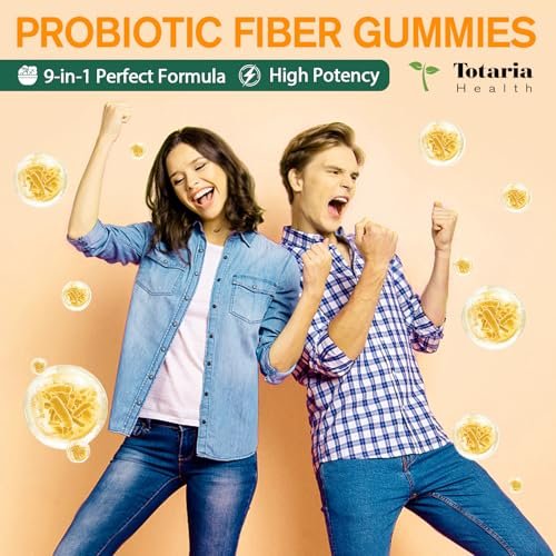 9-in-1 Probiotische Präbiotika Ballaststoff Gummis für Erwachsene & Jugendliche – Ballaststoffergänzung mit 5 Milliarden KBE Bacillus Coagulans, Flohsamenschalen, FOS, Inulin, ACV für Verdauung & Darm – 60 vegane Ananas-Gummis