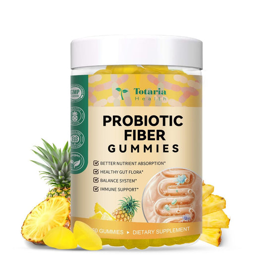 9-in-1 Probiotische Präbiotika Ballaststoff Gummis für Erwachsene & Jugendliche – Ballaststoffergänzung mit 5 Milliarden KBE Bacillus Coagulans, Flohsamenschalen, FOS, Inulin, ACV für Verdauung & Darm – 60 vegane Ananas-Gummis