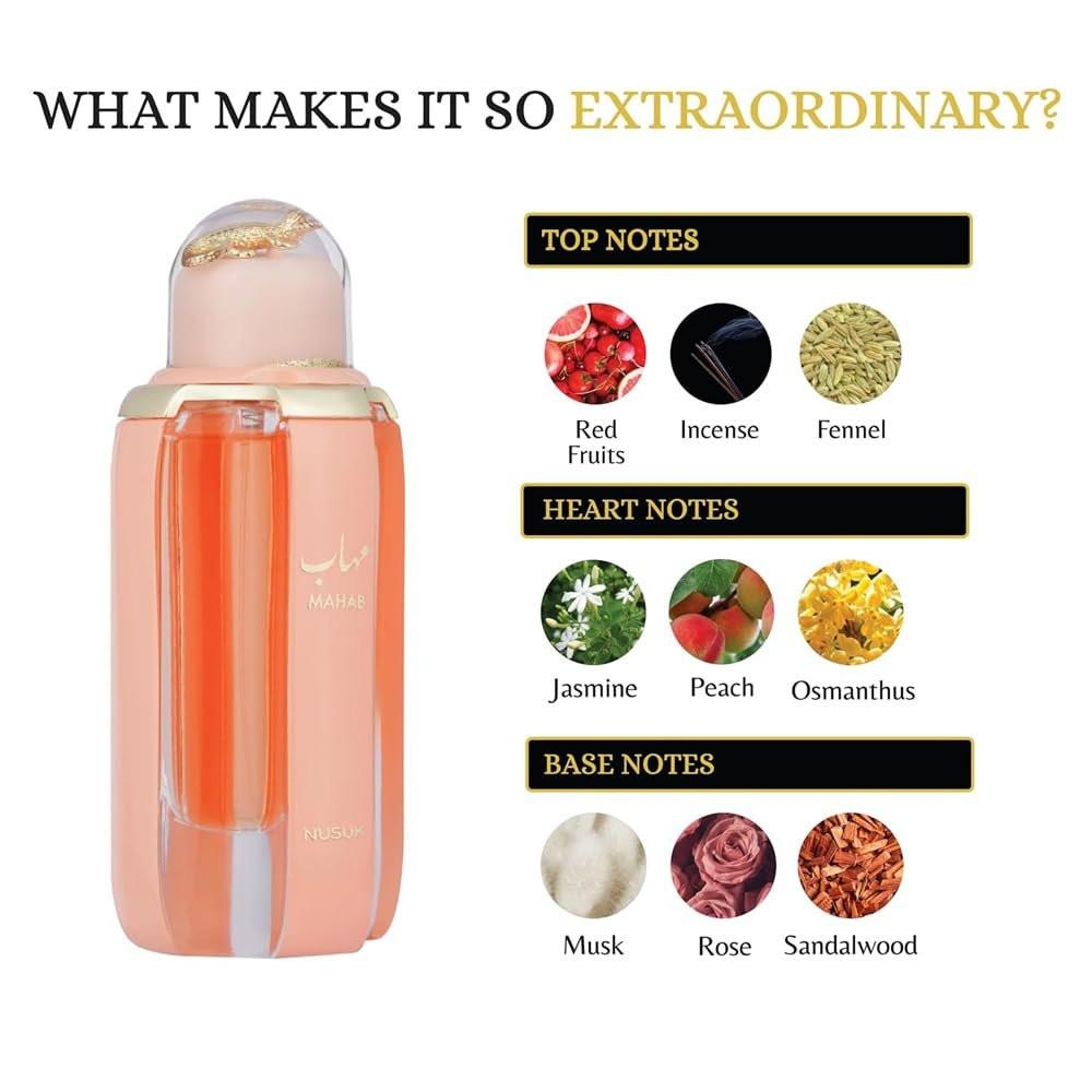 Nusuk Mahab Parfum für Männer & Frauen – Langanhaltendes Extrait De Parfum mit roten Früchten & Moschus – Luxuriöser orientalischer Duft 100 ml