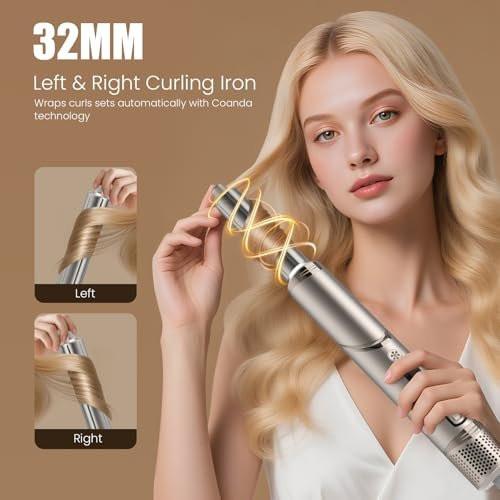 FRANO 8-in-1 Heißluftbürste & Föhnbürste, Ionischer Haarstyler für Volumen, Locken, Glätten, Schnelltrocknen mit Auto-Wickel-Locken, Frizz-frei & keine Hitzeschäden, ideales Geschenk für Frauen