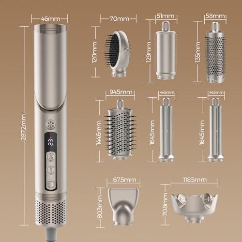 FRANO 8-in-1 Heißluftbürste & Föhnbürste, Ionischer Haarstyler für Volumen, Locken, Glätten, Schnelltrocknen mit Auto-Wickel-Locken, Frizz-frei & keine Hitzeschäden, ideales Geschenk für Frauen