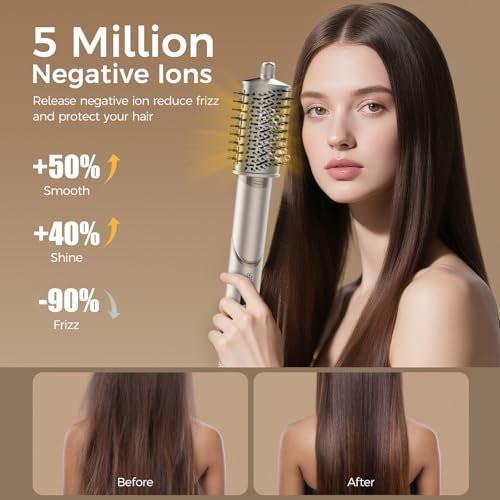 FRANO 8-in-1 Heißluftbürste & Föhnbürste, Ionischer Haarstyler für Volumen, Locken, Glätten, Schnelltrocknen mit Auto-Wickel-Locken, Frizz-frei & keine Hitzeschäden, ideales Geschenk für Frauen