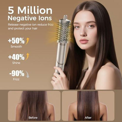 FRANO 8-in-1 Heißluftbürste & Föhnbürste, Ionischer Haarstyler für Volumen, Locken, Glätten, Schnelltrocknen mit Auto-Wickel-Locken, Frizz-frei & keine Hitzeschäden, ideales Geschenk für Frauen