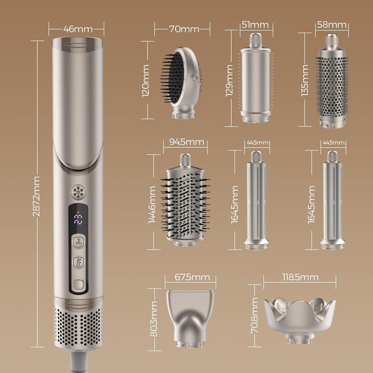 FRANO 8-in-1 Heißluftbürste & Föhnbürste, Ionischer Haarstyler für Volumen, Locken, Glätten, Schnelltrocknen mit Auto-Wickel-Locken, Frizz-frei & keine Hitzeschäden, ideales Geschenk für Frauen
