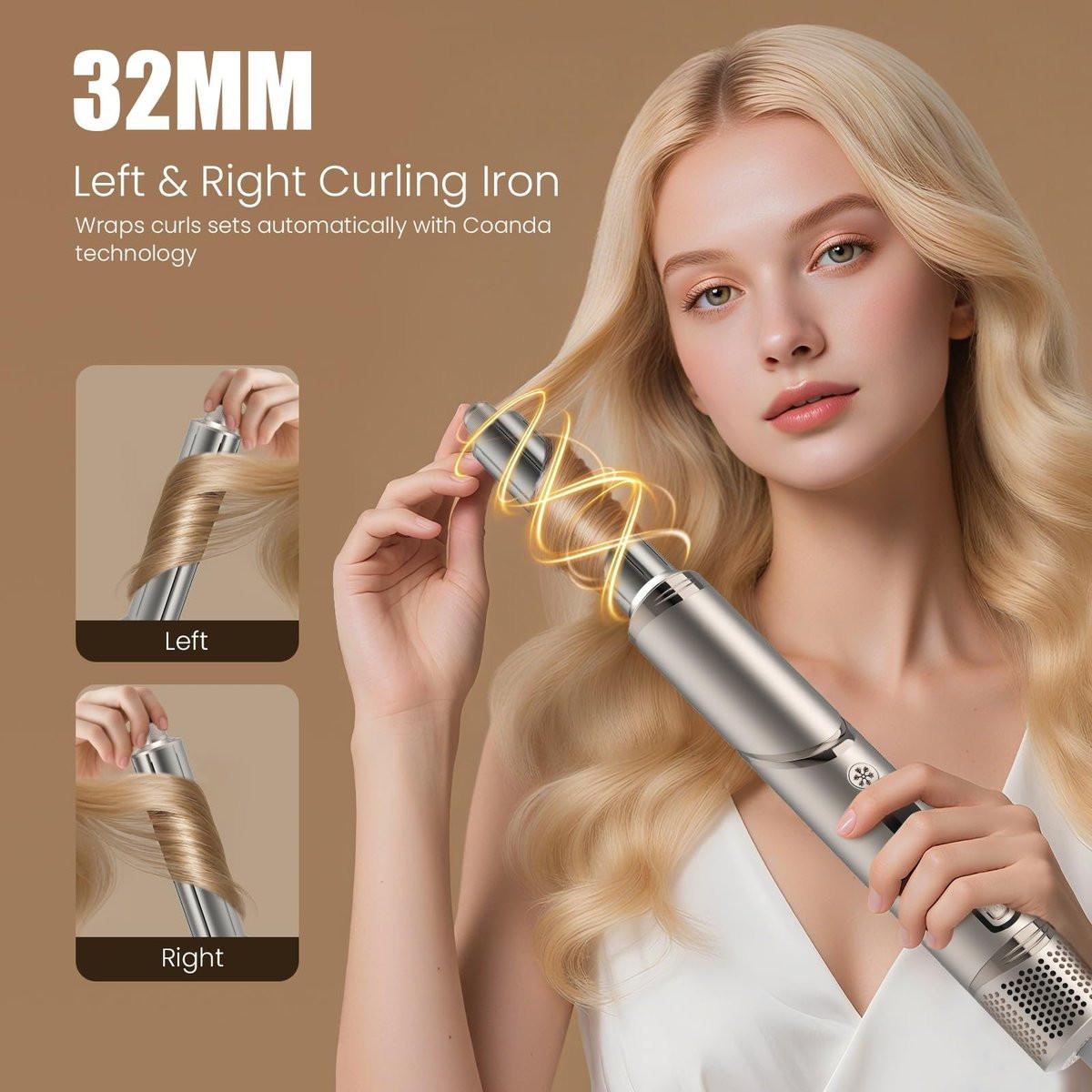 FRANO 8-in-1 Heißluftbürste & Föhnbürste, Ionischer Haarstyler für Volumen, Locken, Glätten, Schnelltrocknen mit Auto-Wickel-Locken, Frizz-frei & keine Hitzeschäden, ideales Geschenk für Frauen