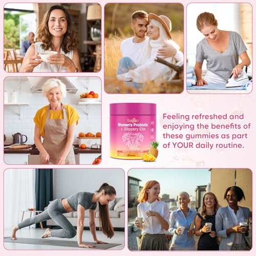 Feminine Probiotische Gummis mit Ulmenrinde – 60 Ananas-Gummis für Frauen, pH-Balance, Vaginalflora, Darmgesundheit & Immunsystem, Präbiotika & Lactobacillus-Mischung (Ananas)