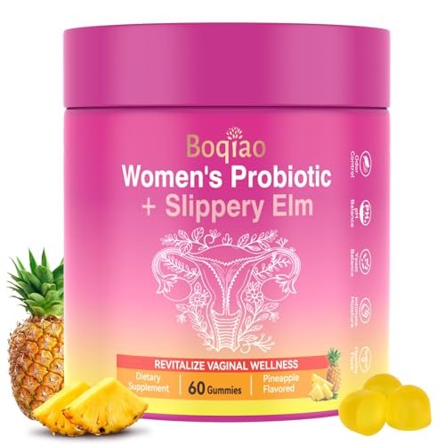 Feminine Probiotische Gummis mit Ulmenrinde – 60 Ananas-Gummis für Frauen, pH-Balance, Vaginalflora, Darmgesundheit & Immunsystem, Präbiotika & Lactobacillus-Mischung (Ananas)