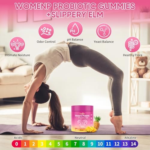Feminine Probiotische Gummis mit Ulmenrinde – 60 Ananas-Gummis für Frauen, pH-Balance, Vaginalflora, Darmgesundheit & Immunsystem, Präbiotika & Lactobacillus-Mischung (Ananas)