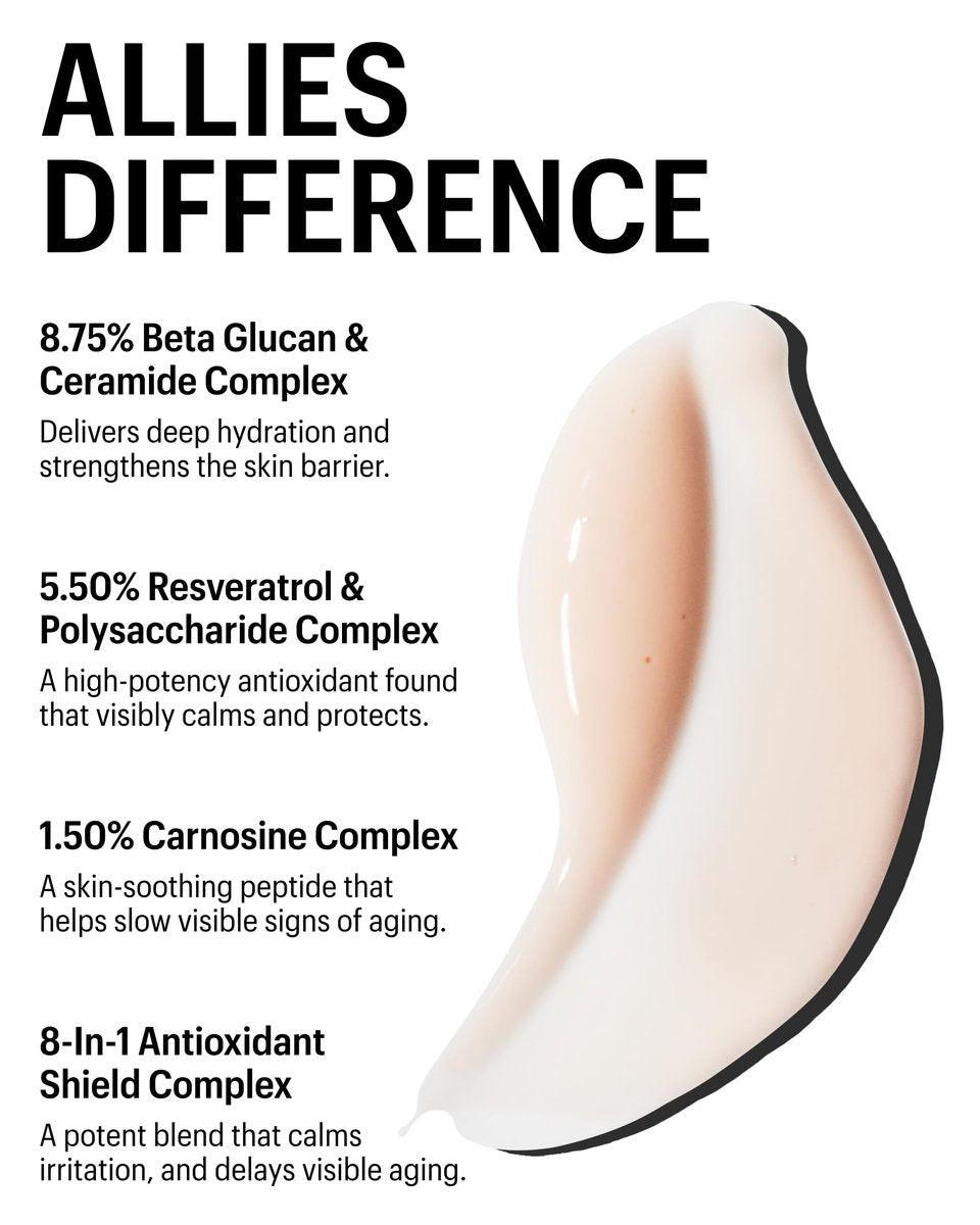 Allies of Skin Beta Glucan & Resveratrol Advanced Hydrating Serum – Feuchtigkeitsspendendes Gesichtsserum mit Ceramiden, Peptiden und Hyaluronsäure für empfindliche, trockene und dehydrierte Haut (30 ml)