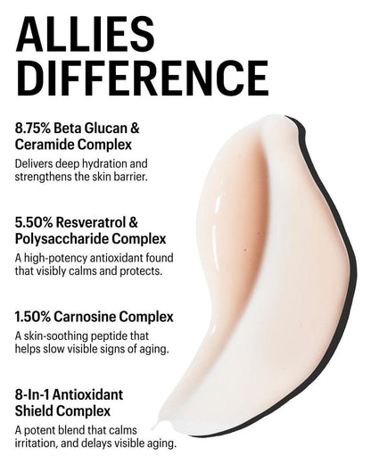Allies of Skin Beta Glucan & Resveratrol Advanced Hydrating Serum – Feuchtigkeitsspendendes Gesichtsserum mit Ceramiden, Peptiden und Hyaluronsäure für empfindliche, trockene und dehydrierte Haut (30 ml)