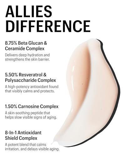 Allies of Skin Beta Glucan & Resveratrol Advanced Hydrating Serum – Feuchtigkeitsspendendes Gesichtsserum mit Ceramiden, Peptiden und Hyaluronsäure für empfindliche, trockene und dehydrierte Haut (30 ml)