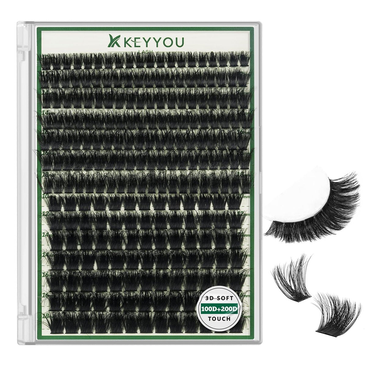 KEYYOU Lash Clusters 3D-Effekt 231 Stück Wimperncluster 100D/200D 10-18mm D Curl Wispy Lashes Individuelle Cluster Wimpern Natürliches Volumen Weiche DIY Wimpernverlängerung
