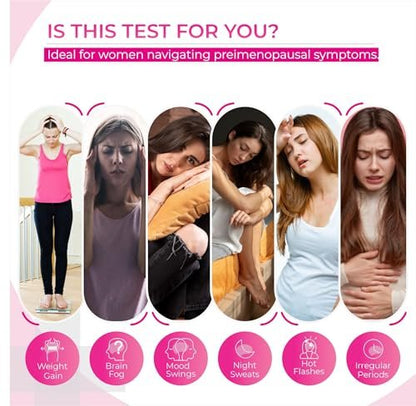 Menopause Teststreifen für Zuhause (5er Pack) – Ergebnis in 3 Minuten – FSH Wechseljahre Test | Perimenopause Teststreifen zur Bestimmung Ihres Menopausen-Levels