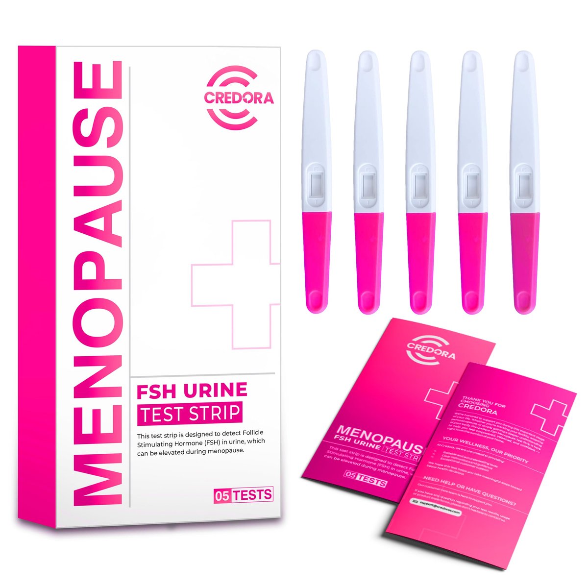 Menopause Teststreifen für Zuhause (5er Pack) – Ergebnis in 3 Minuten – FSH Wechseljahre Test | Perimenopause Teststreifen zur Bestimmung Ihres Menopausen-Levels
