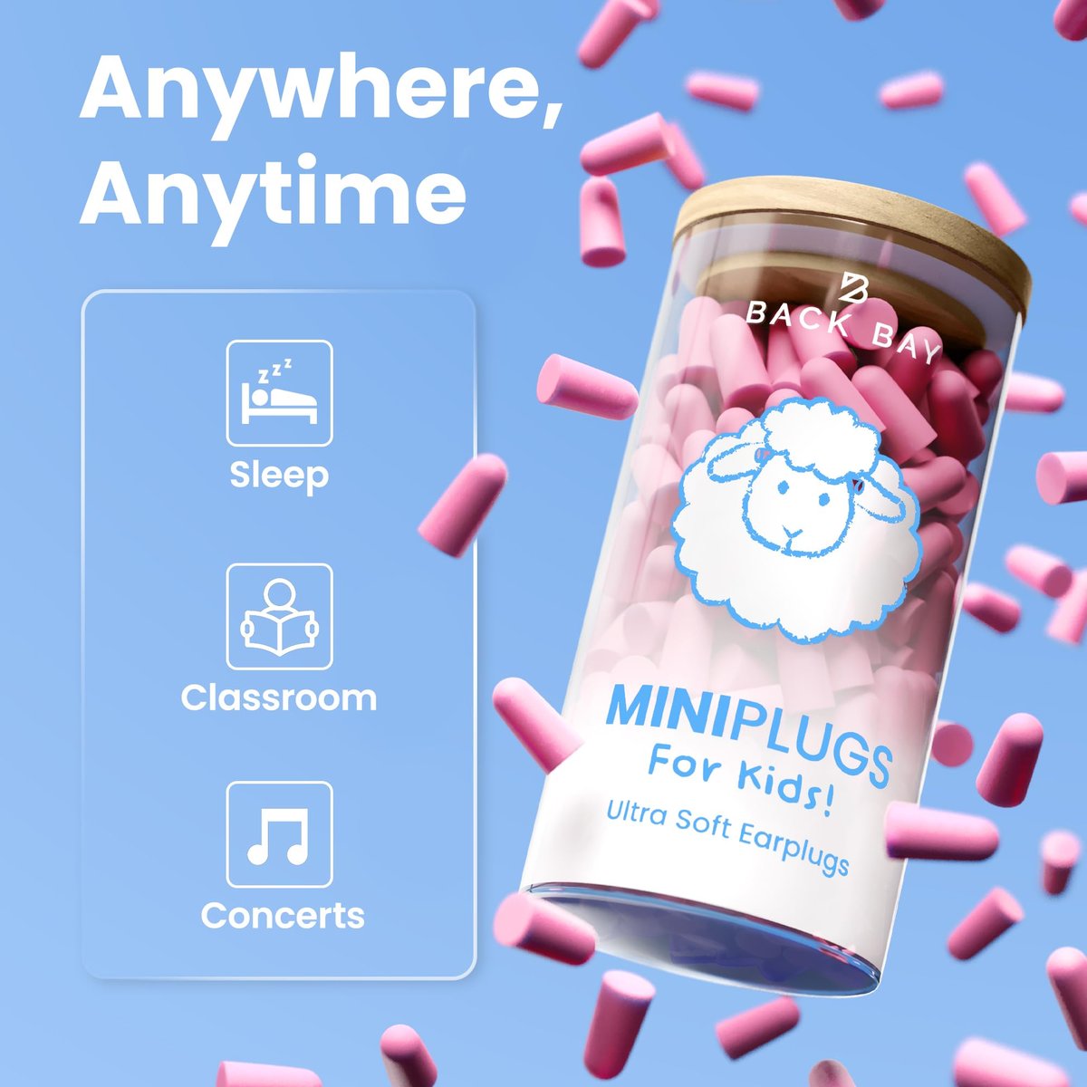 MiniPlugs – Gehörschutzstöpsel für Kinder (4-9 Jahre) | Hautsichere, extra kleine Ohrstöpsel für Schlaf, Konzert & Lärm | Memory-Schaum | Pink
