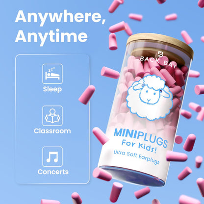 MiniPlugs – Gehörschutzstöpsel für Kinder (4-9 Jahre) | Hautsichere, extra kleine Ohrstöpsel für Schlaf, Konzert & Lärm | Memory-Schaum | Pink