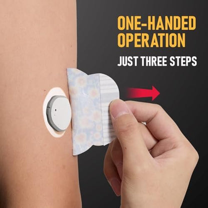ANGTICS 30 Stück Dexcom G7 Over Patches, wasserdicht & schweißresistent, CGM Glukose-Monitor Stelo Patch mit Blumenformen, Easy-Peel Tab Klebepflaster langlebig 10-14 Tage (Navy Floral Dream)