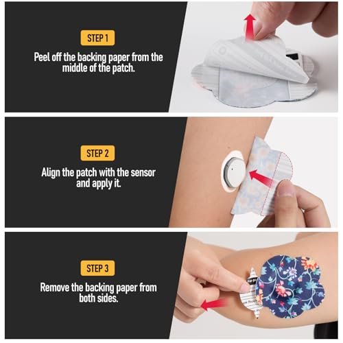 ANGTICS 30 Stück Dexcom G7 Over Patches, wasserdicht & schweißresistent, CGM Glukose-Monitor Stelo Patch mit Blumenformen, Easy-Peel Tab Klebepflaster langlebig 10-14 Tage (Navy Floral Dream)