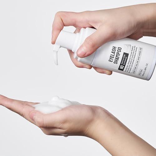 Wimpernverlängerungs-Reinigungsschaum – 100 ml Wimpernshampoo mit Applikatorbürste, ölfreie Formel für Verlängerungen und natürliche Wimpern