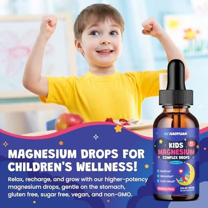 Magnesium Glycinat Flüssig für Kinder - Magnesiumcitrat mit L-Theanin, Kamille & Vitamin B6 - für Schlaf, Entspannung, Ruhe & Konzentration, gemischter Beerengeschmack 59 ml