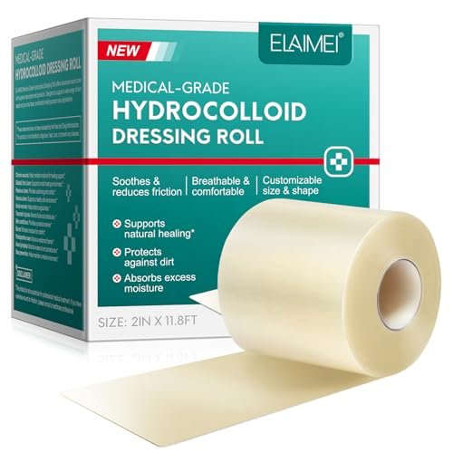 Hydrokolloid-Wundauflage Rolle – Zuschneidbar, extra großes Hydrokolloid-Pflaster mit Selbstklebung, flexibel & wasserdicht, ultra-saugfähig, essentiell für Erste-Hilfe-Sets (5cm * 3,6m)