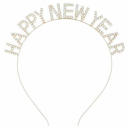PRELITER Gold Happy New Year Stirnband – Neujahrsaccessoires für Frauen, Partyzubehör in Gold & Silber