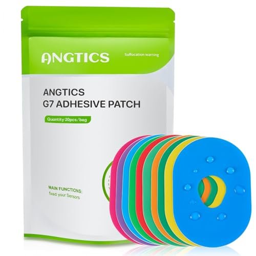 ANGTICS 30 Stück Dexcom G7 Überpflaster, super wasserdichtes PU-Material, vorgeschnittene CGM-Sensor-Patches, hypoallergen, atmungsaktiv, 10+ Tage Halt, Sensor nicht enthalten (Regenbogen)