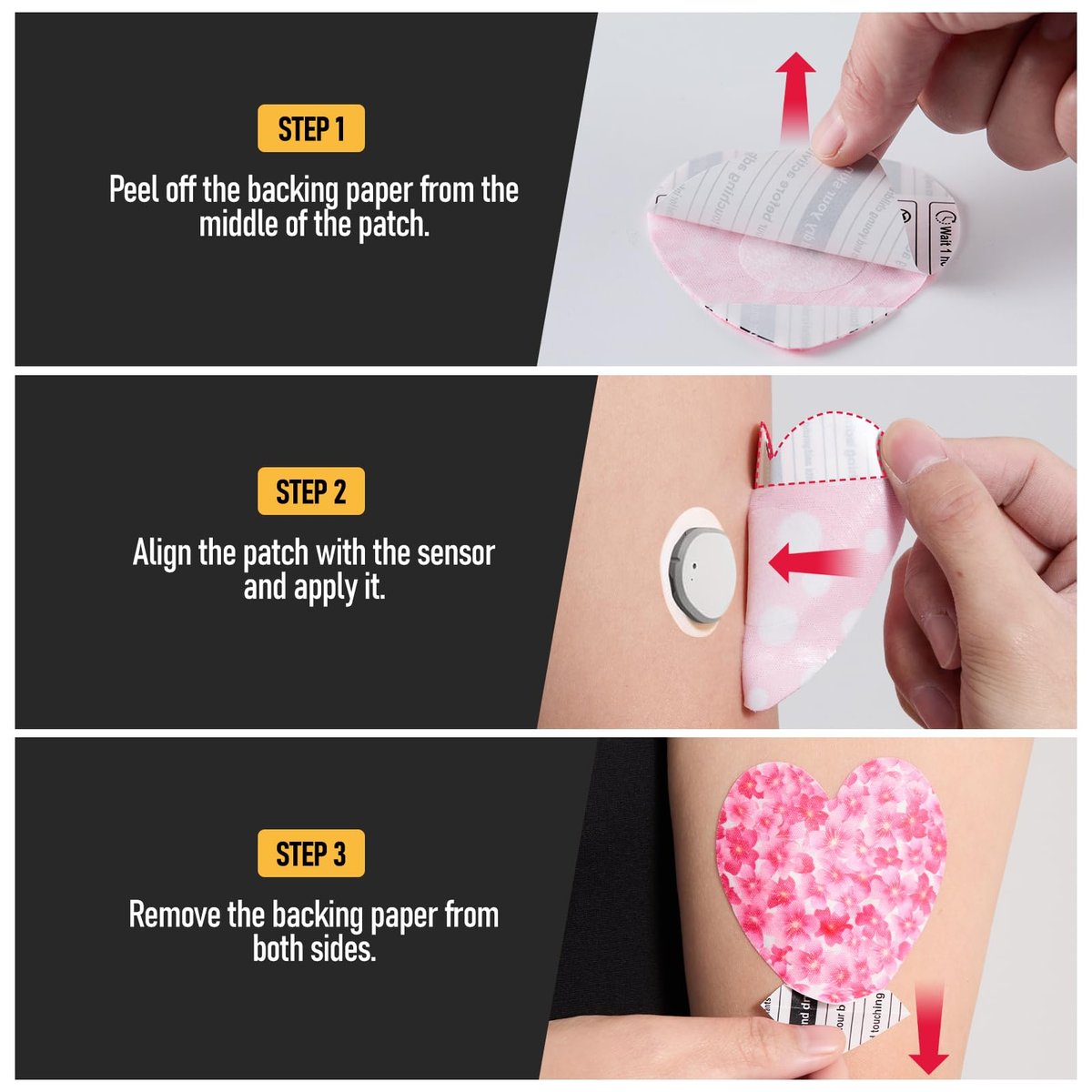 ANGTICS 30 Stück Dexcom G7 Klebepflaster, wasserdichte CGM-Sensor-Pflaster, herzförmige Aufkleber für Stelo, lang haftend 10-14 Tage (Petal Heart Romance)